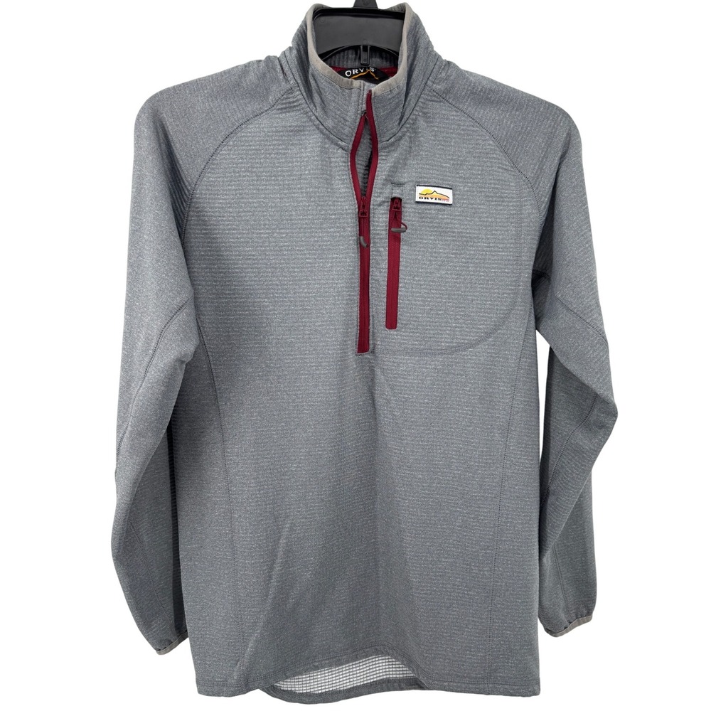 Orvis Men's Shirt Small Pullover Gray 1/4 Zip Long Sleeve Outdoor Activewear